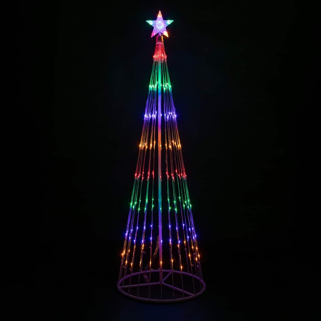 LED Lighted Show Cone Christmas Tree Outdoor Decoration 6' Multi-Color - White