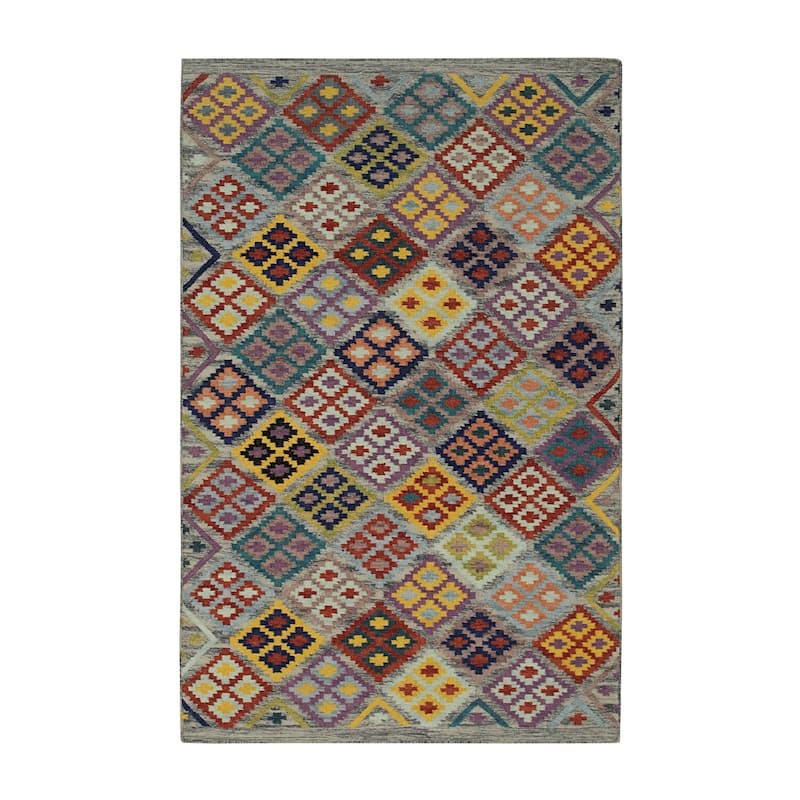 Multi Handwoven Wool Rug, 5' x 8', Soft Stylish Accent - L