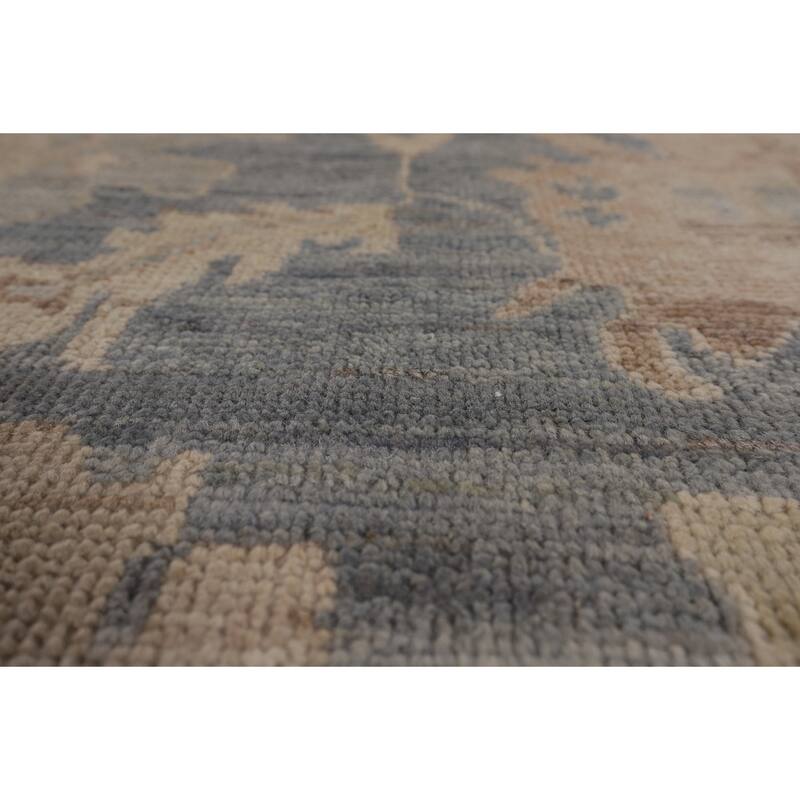 Vegetable Dye Blue Oushak Oriental Area Rug Hand-Knotted Wool Carpet - 6'2"x 8'9"