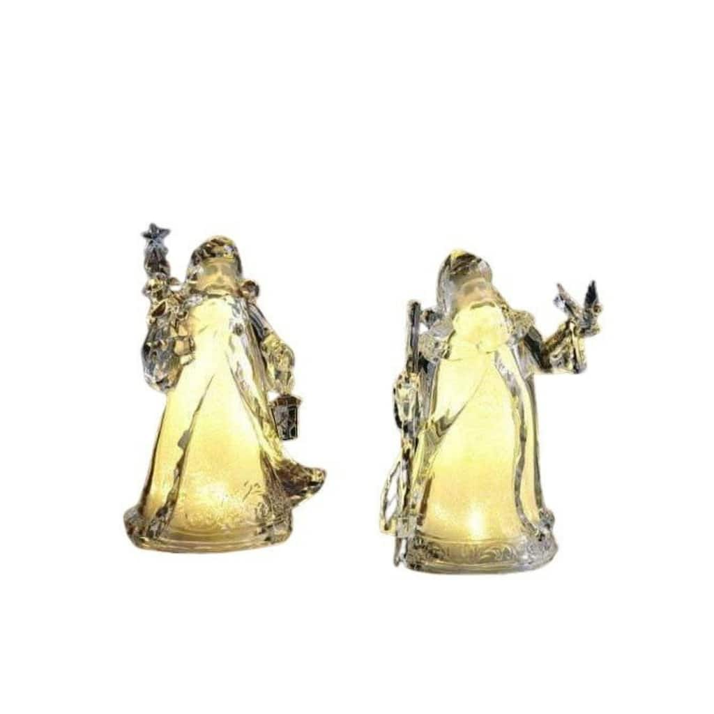 Set of 8 Clear and Gold Glitter Santa Tabletop Decor