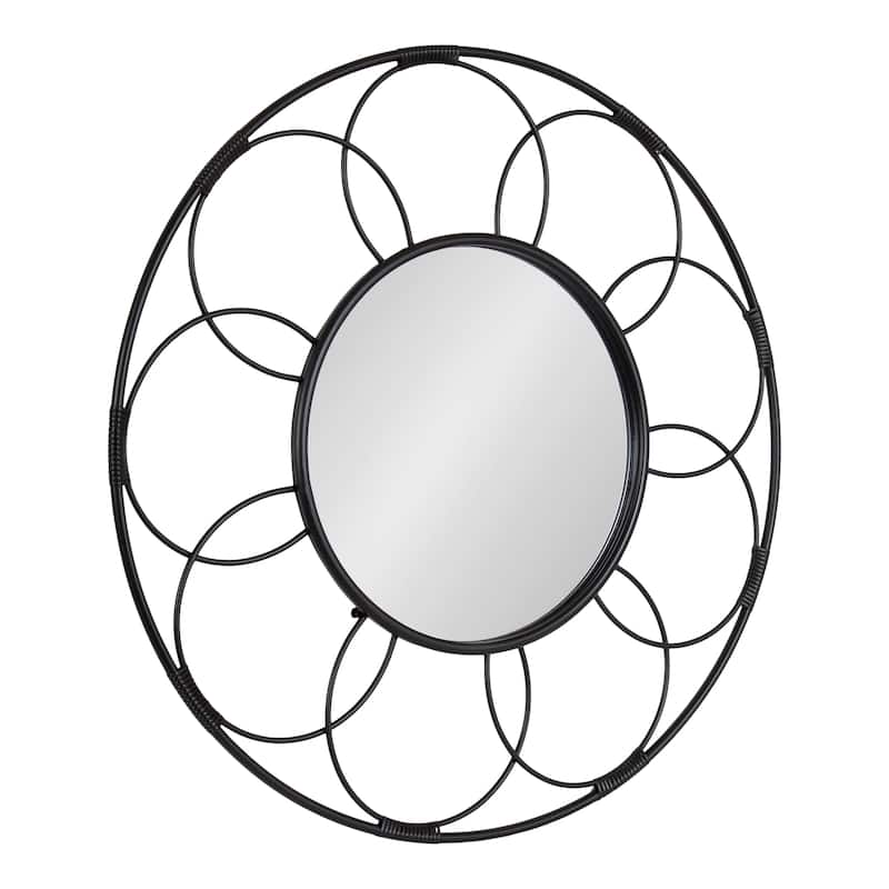 Kate and Laurel Cori Round Rattan Mirror