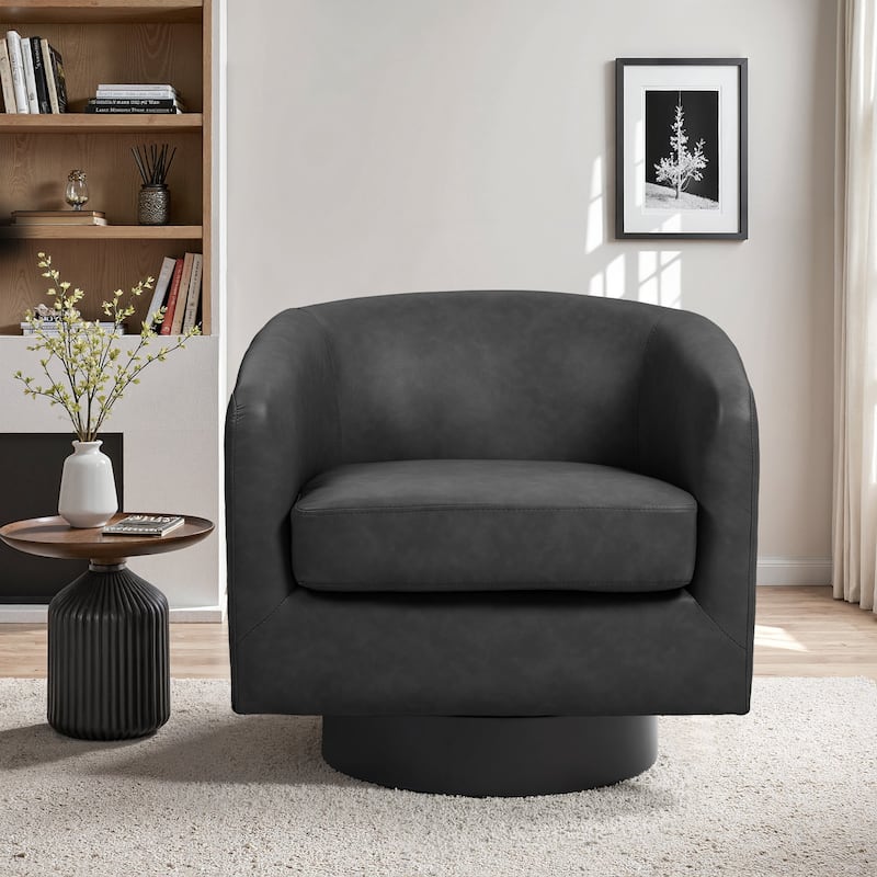 2 Set Modern Wide Round Swivel Accent Barrel Chairs