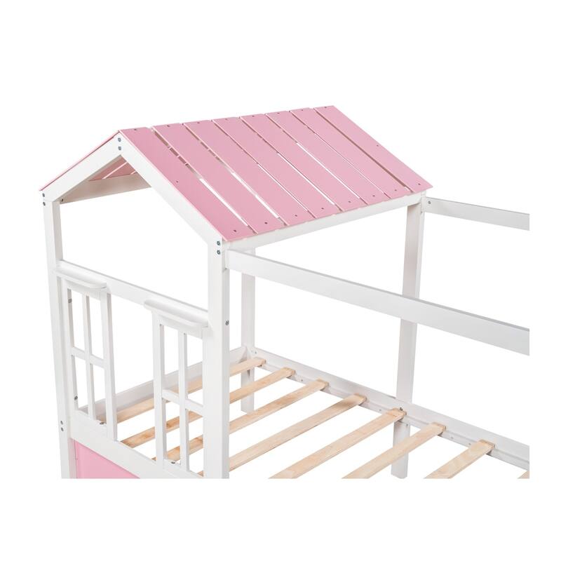 Merax House Bed with Roof, Window and Drawer