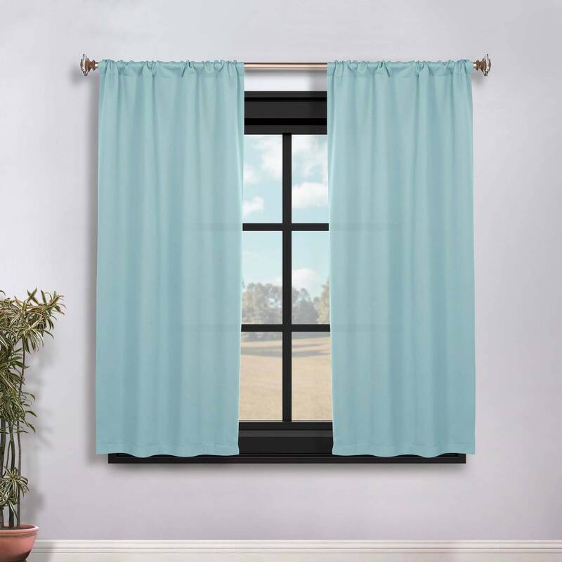 Superior Solid Machine Washable Room Darkening Semi-Blackout Curtains, Set of 2