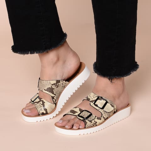 tan buckle sandals