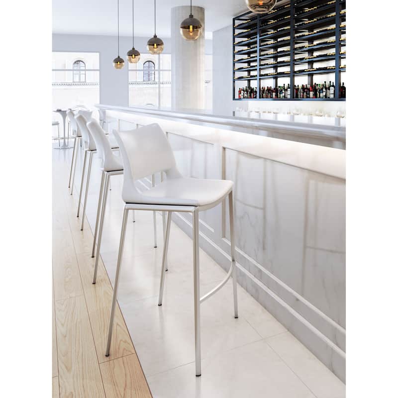 Ace Barstool White & Silver