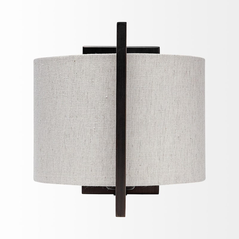 Smithe I 9x13 Black Toned Metal Cream Lampshade Wall Sconce - 9.0L x 13.0W x 9.0H