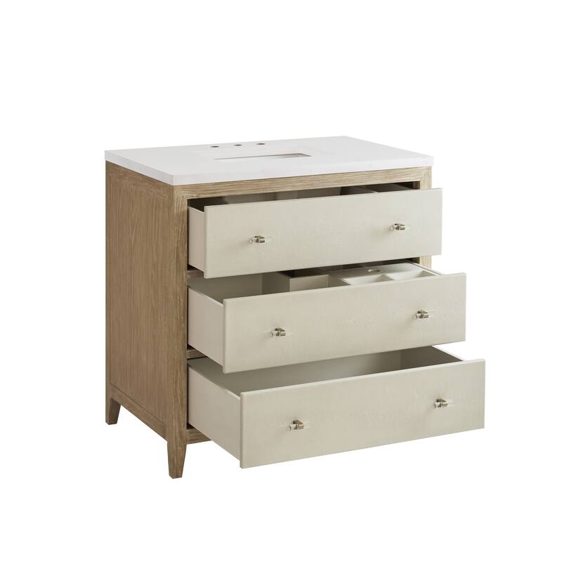 James Martin Vanities Celeste 36" Single Vanity, Sunwashed Oak with Embossed Shagreen
