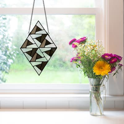 River of Goods Abstract Tranquil Diamond River of Goods Stained Glass Window Panel - 9.5" x 0.25" x 14"