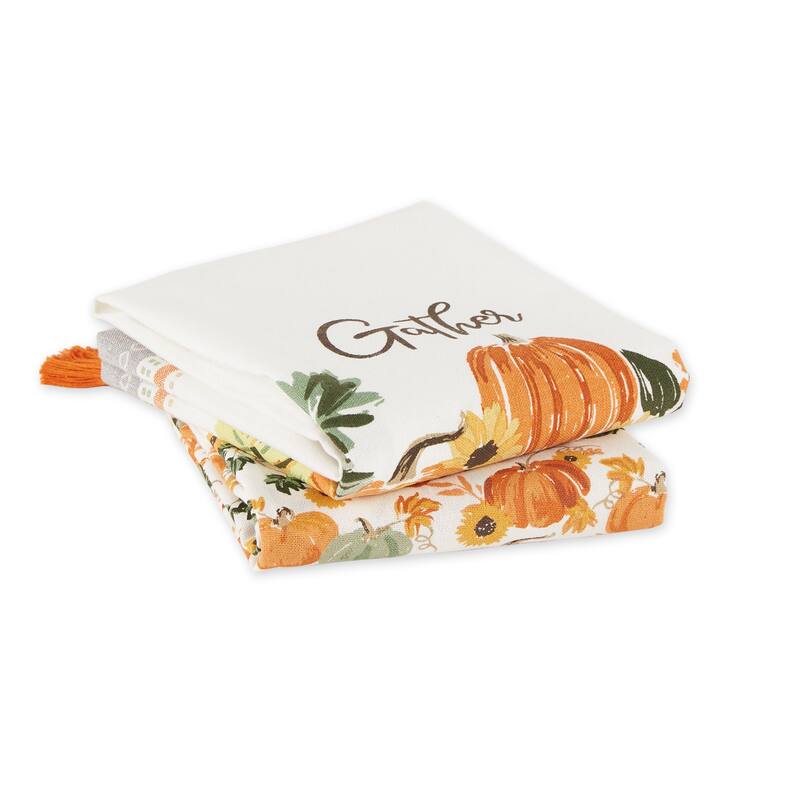 Autumn Pumpkins Printed Dishtowel (Set of 2)
