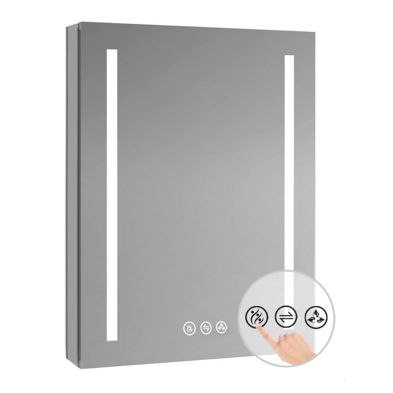 LED-lit Medicine Cabinet with Mirrors, Defogger, and USB Outlets - 24x32 - Hinge on Right