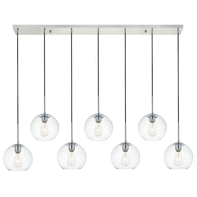 Elegant Lighting Baxter 7 Light 54" Linear Pendant with Clear Glass