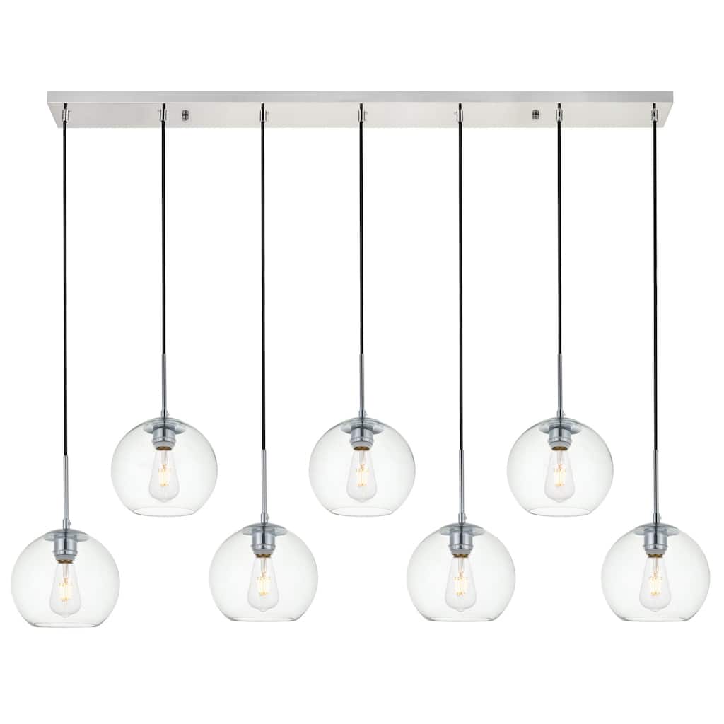 Elegant Lighting Baxter 7 Light 54" Linear Pendant with Clear Glass