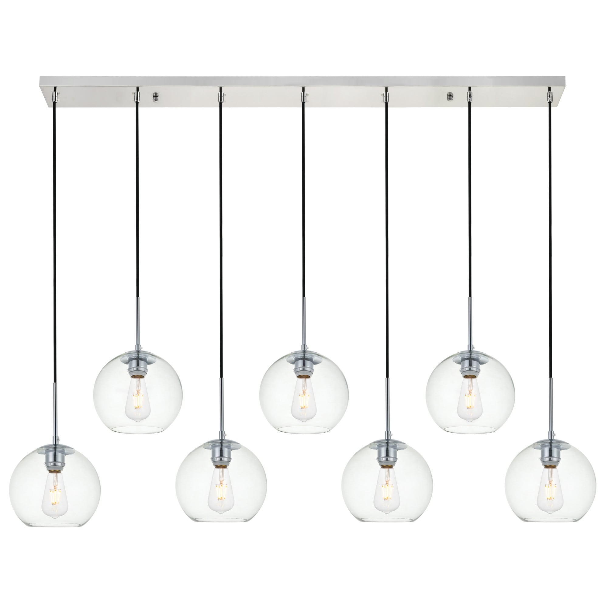 Elegant Lighting Baxter 7 Light 54" Linear Pendant with Clear Glass