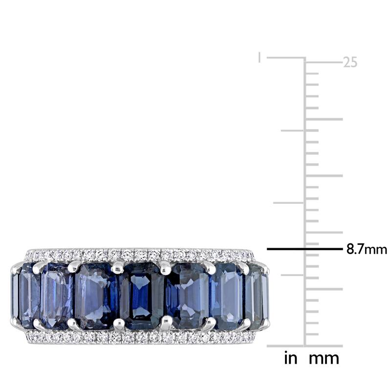 Miadora 14k White Gold 11 7/8ct TGW Blue Sapphire & 5/8ct TDW Diamond Eternity Wedding Band Ring