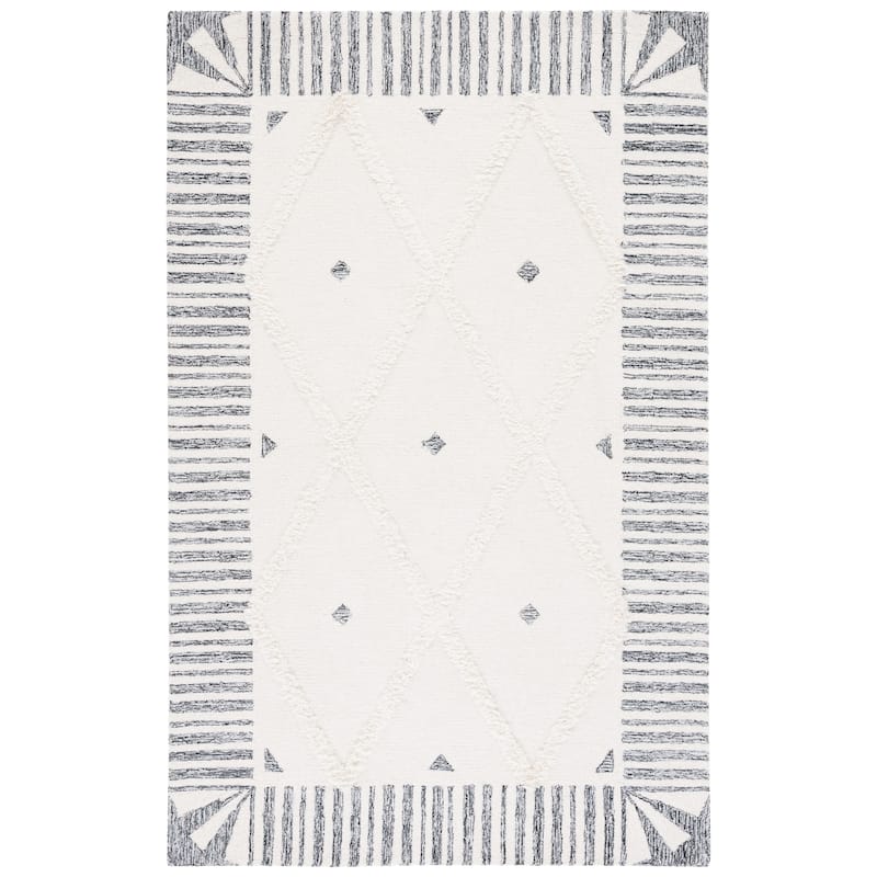 SAFAVIEH Handmade Casablanca Verginica Wool Rug - 6' Square - Ivory/Black