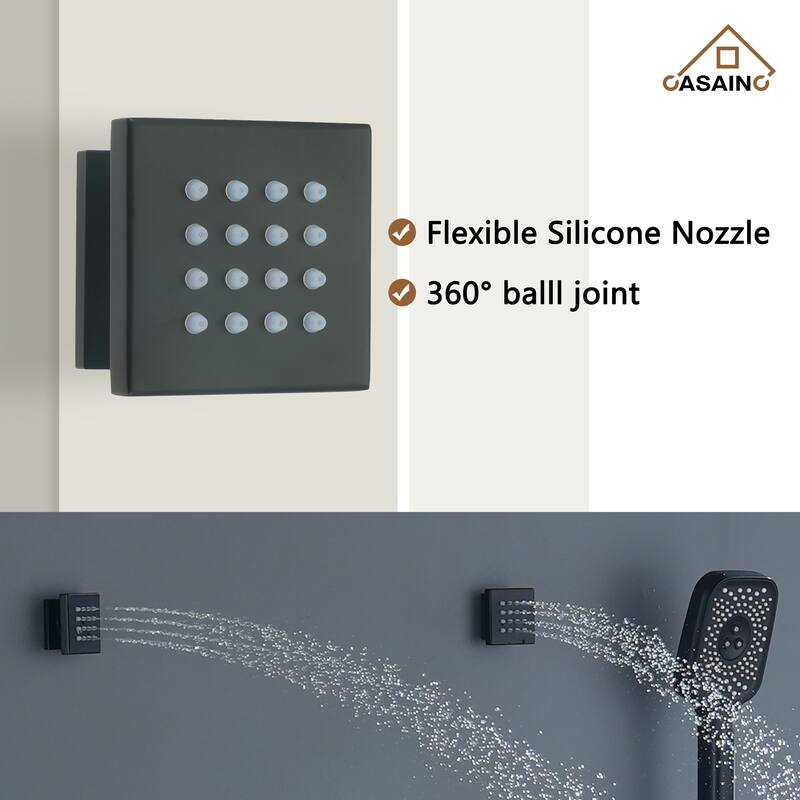 Wall Mounted 20 Inch Dual-function Rainfall Shower Head 4 Function Thermostatic Shower System
