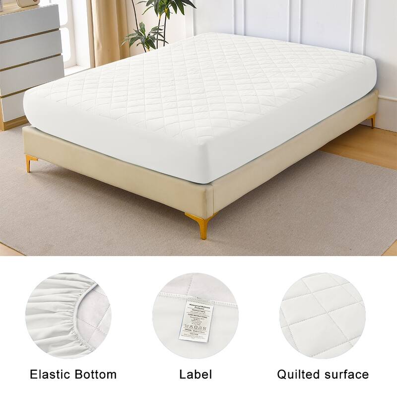 Cooling Waterproof Mattress Pad, Square Quilted Cotton Cover, Deep Pocket
