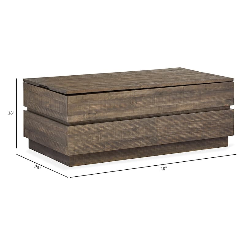 Magnussen Home Baisden Tobacco Lift Top Storage Cocktail Table with Casters - 48''W x 26''D x 18''H