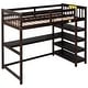preview thumbnail 69 of 82, Space-Saving Loft Bed with Storage Shelves and Desk, Solid Wood Loft Bed Frame with Ladder and Guardrail for Kids Teens Adults