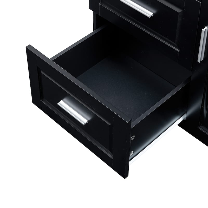 Roomfitters Tall and Wide Storage Cabinet with 3 Drawers and Doors for Bathroom or Office Freestanding Unit