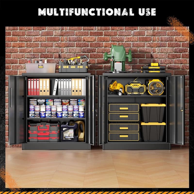 36 inch - 71 inch Tall File Cabinet Metal Storage Cabinet with Lockable Doors and Adjustable Shelves for Office, Home, Pantry