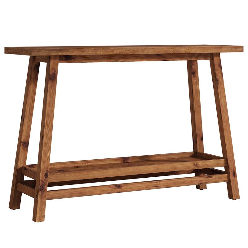 Solid Wood Console Table, 2-Shelf Entryway Table with Storage, Behind Couch Sofa Table Hallway Foyer Accent Table