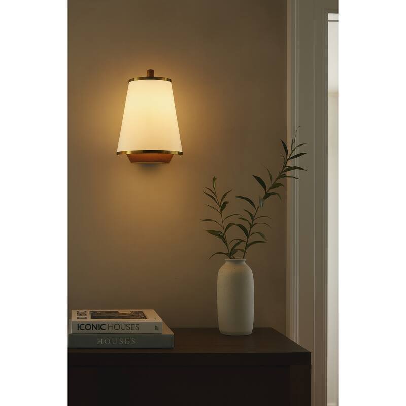 Varaluz Desert Flyer 2-Light Wall Sconce - Satin Brass/Medium Walnut