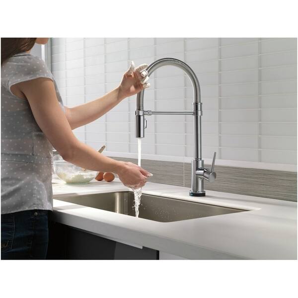 Delta Trinsic Pro Pre-Rinse Pull-Down Kitchen Faucet with On ...