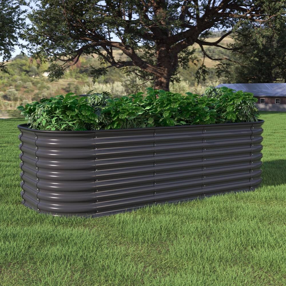 VEIKOUS 24''H Galvanized Steel Raised Garden Bed, Bottomless Design for Healthy Plant Growth