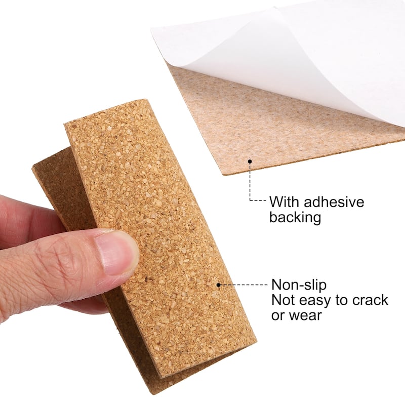 Self-Adhesive Cork, 4"x4"x3" Squares Cork Mats Coaster Backing Sheets - Brown
