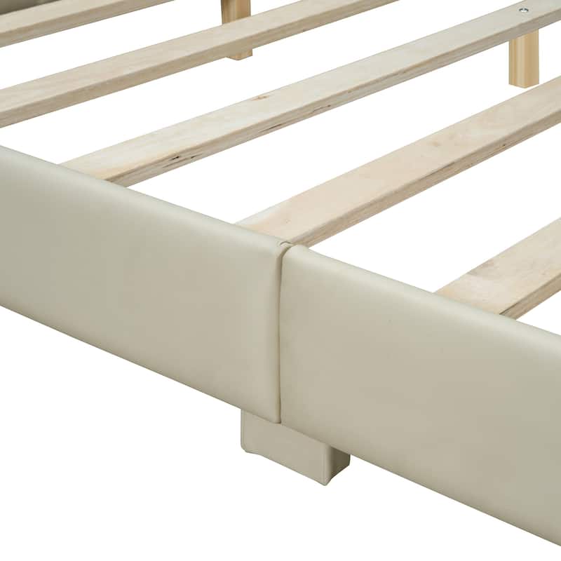 Queen Size/Twin XL Size PU Leather Upholstered Platform Bed