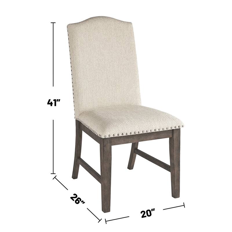 Set of 2 Upholstered Dining Chairs with Close High Back in Oak