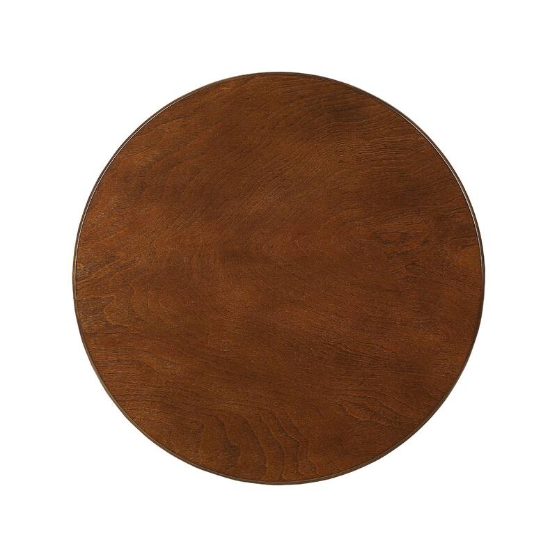 Round Wooden Accent Table with 1 Shelf