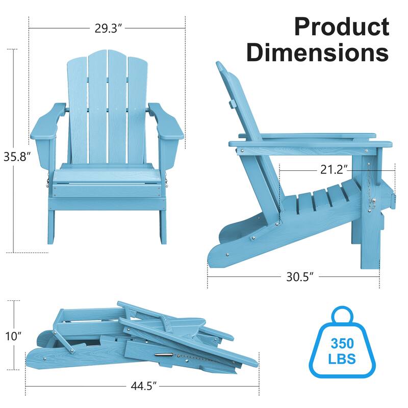 Plastic Folding Outdoor Patio Adirondack Chair With Slat Seat