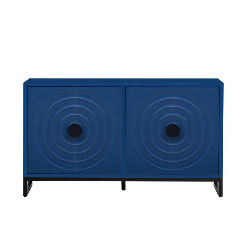 Modern Minimalist Water Ripple Buffet Cabinet, Storage Cabinet, Sideboard with Rubberwood Veneer, for Living Rooms