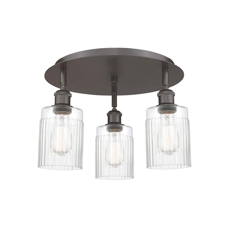 Innovations Lighting Hadley - 3 Light 16" Flush Mount - Clear/Oil Rubbed Bronze