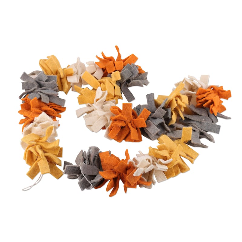 Novica Handmade Autumn Celebrations Wool Felt Garland