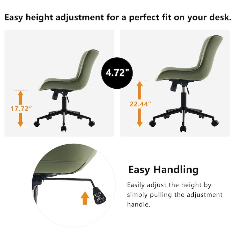 Ergonomic Office Chair Swivel Armless Desk Chair with Wheels