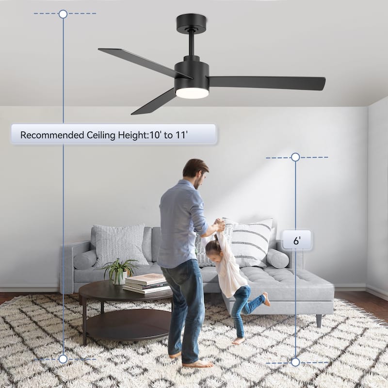52-inches 3-Blade Ceiling Fan With Remote Downrod