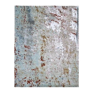 Shahbanu Rugs Pink Gray with Pop Of Color Hand Knotted Abstract Design ...