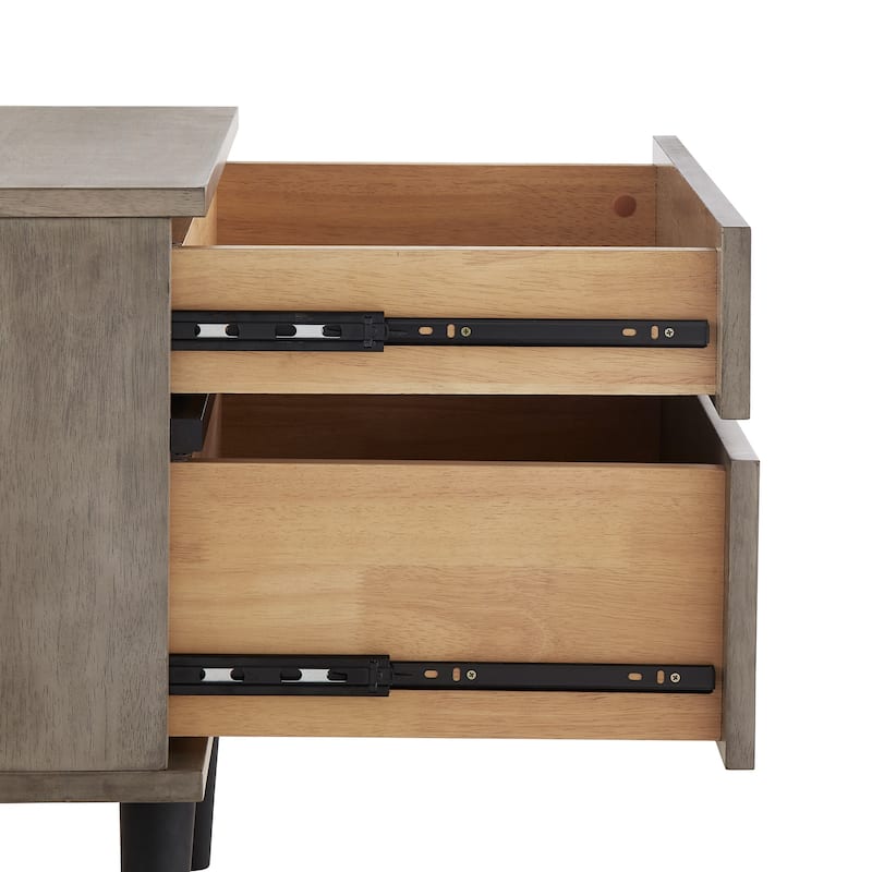 Noe Mid-Century Grey Finish 2-Drawer Nightstand by iNSPIRE Q Modern