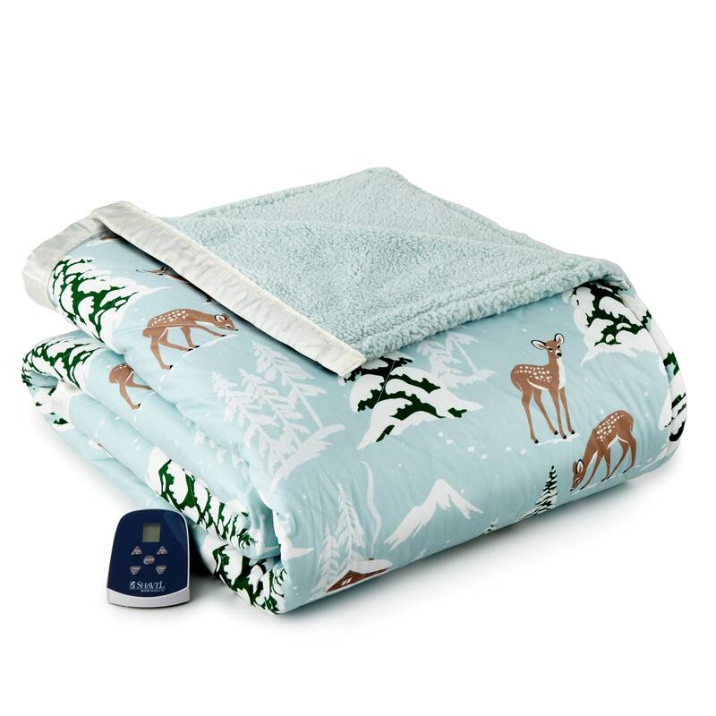 Shavel Quilted Micro Flannel® Sherpa 6-layer Heated Electric Blanket