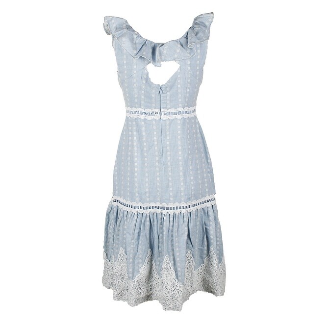 Shop Jax Black Label Blue Sleeveless Flounce Crochet Trim A Line