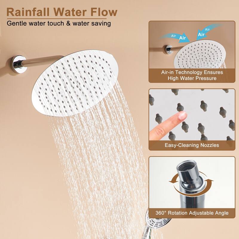 CASAINC Thermostatic Shower Faucet Shower System with 6 Body Jet