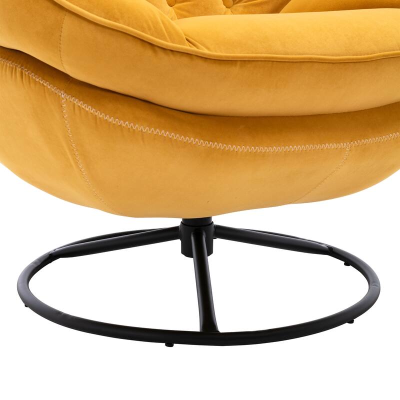 Velvet Swivel Accent Chair with Ottoman & Metal Legs (360° Rotation)