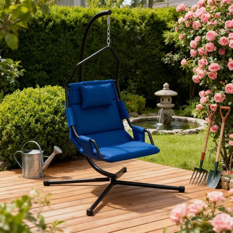 GDFStudio - Oliver Relaxing Hanging Swing Chair with Steel Frame and Adjustable Comfort for Indoor and Outdoor Use