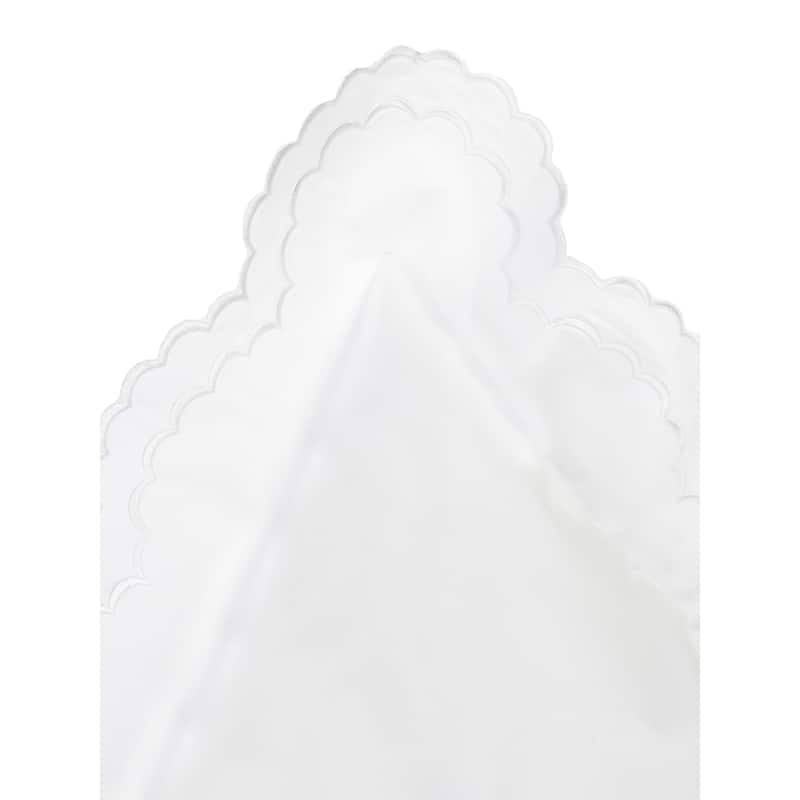 Embroidered Percale Crisp Cotton Double Scallopier Duvet Set and Sham