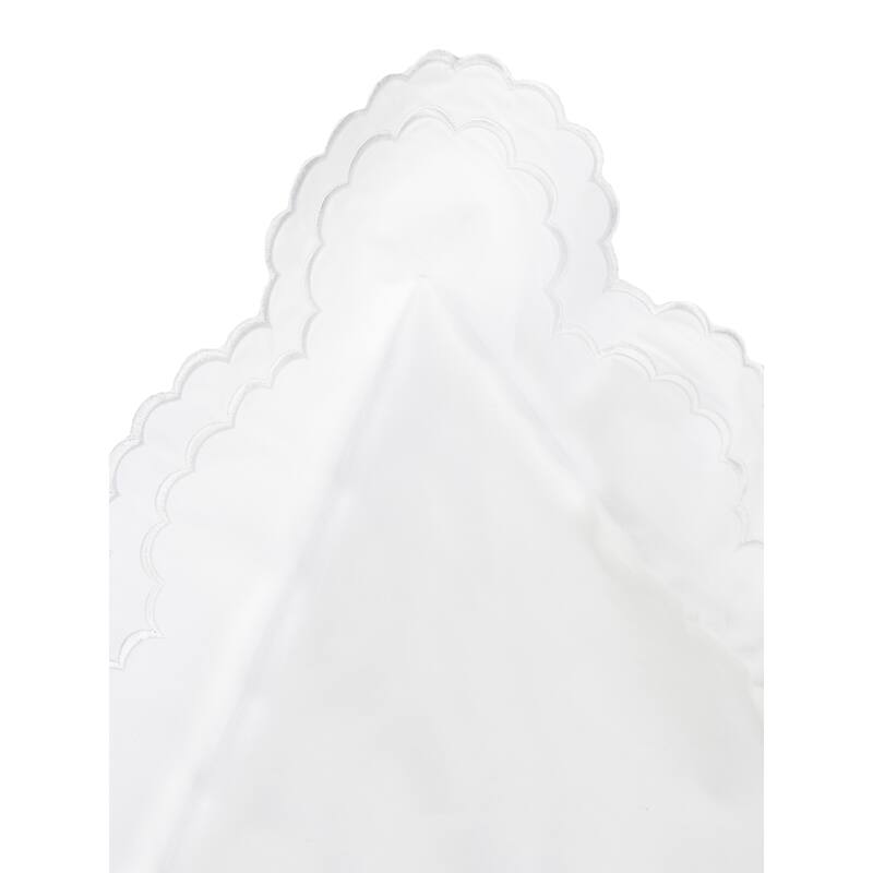 Percale Double Scalloped Embroidered Pillowcase and Sham Cover Set - White - Euro Square