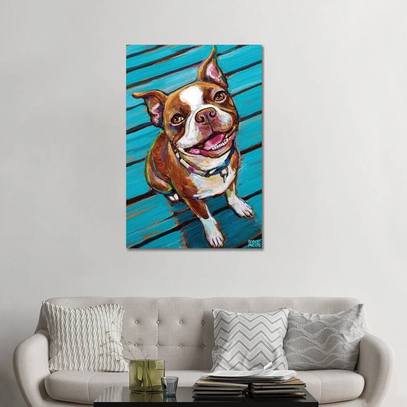 iCanvas "Cookie The Red Boston Terrier" by Robert Phelps Canvas Print - 48x32x1.5